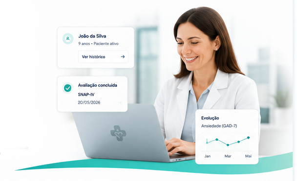 Profissional de saúde usando a ClinicTrust